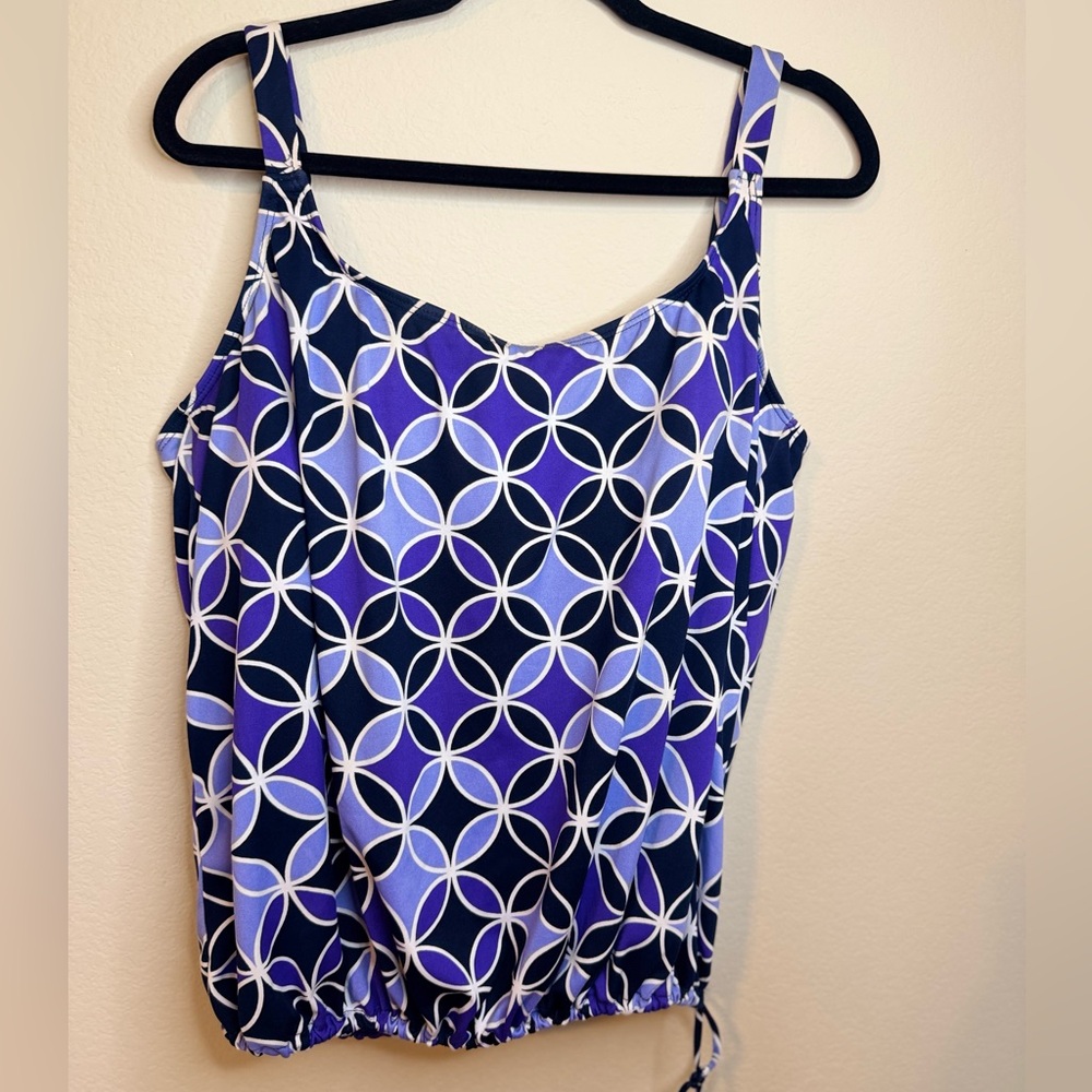 Chic Colorful Women’s Size 18 Drawstring Blouson Swimsuit Top! - Picture 6 of 7